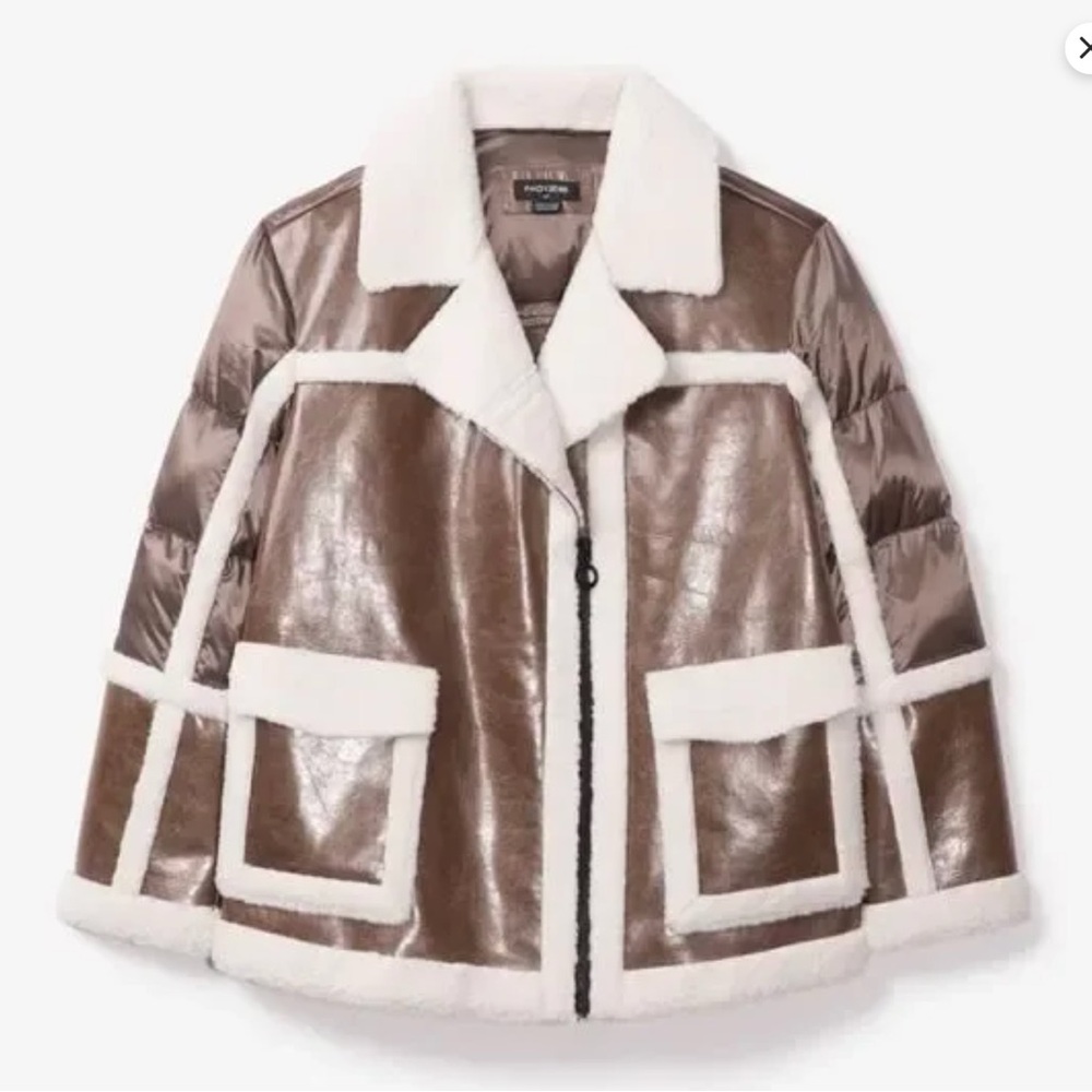 NOIZE Faux Leather Shearling Puffer - size small